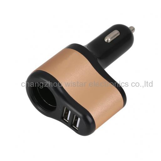 Wistar CC-1-12 Dual USB Car Charger Adapter 3.1A 120W With 1 Socket Splitter Cigarette Lighter