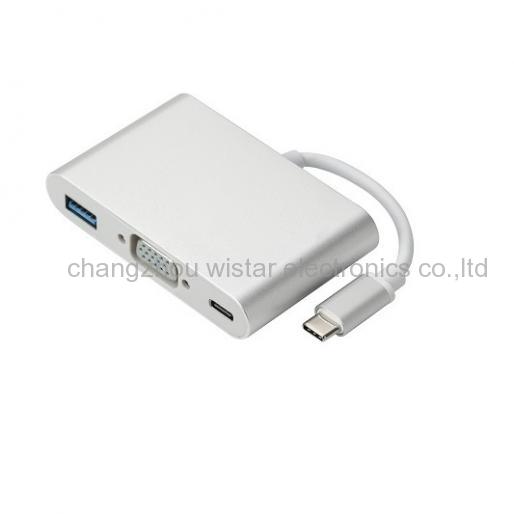 WISTAR YUSBC-VGA20 USB Type c to VGA+USB3.0+TYPE C jack