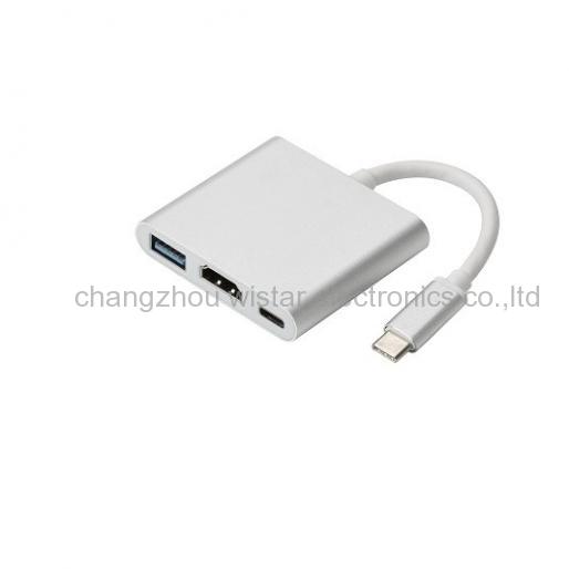 Wistar TCA-04 Type C USB 3.1 Hub USB-C to USB 3.0/ VGA/ Type C HDMI Female Adapter