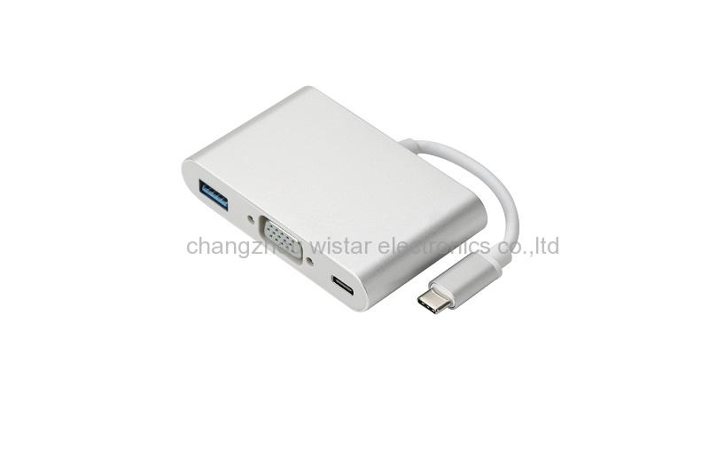 WISTAR YUSBC-VGA20 USB Type c to VGA+USB3.0+TYPE C jack