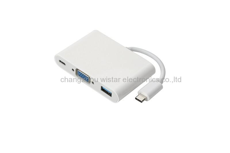 WISTAR YUSBC-VGA20 USB Type c to VGA+USB3.0+TYPE C jack