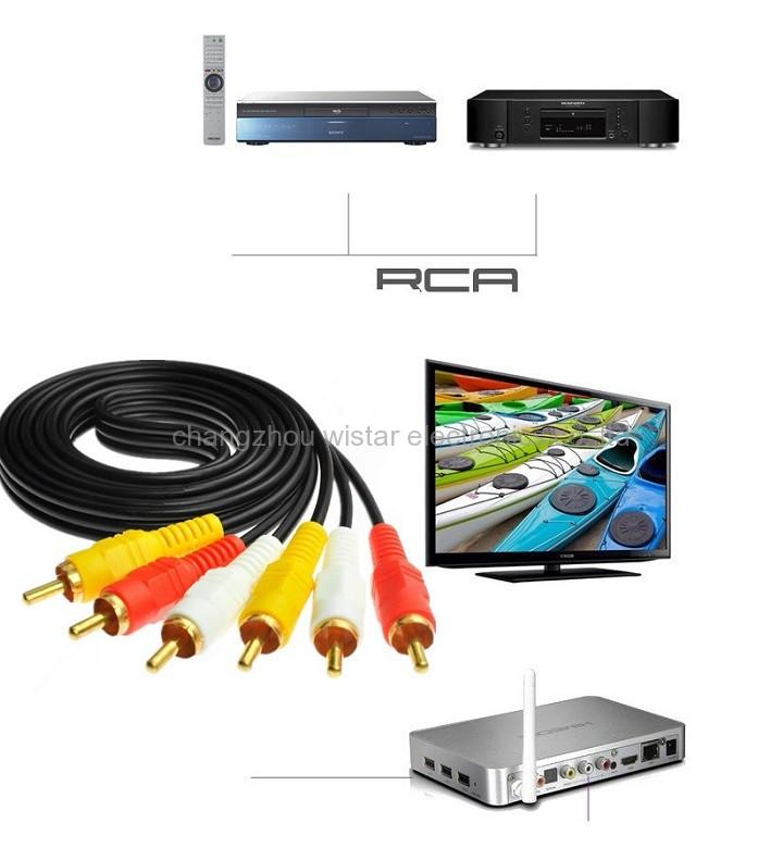 Wistar RC-04 3RCA 3 RCA Male M/M Stereo Audio Video DVD HDTV AV Cable