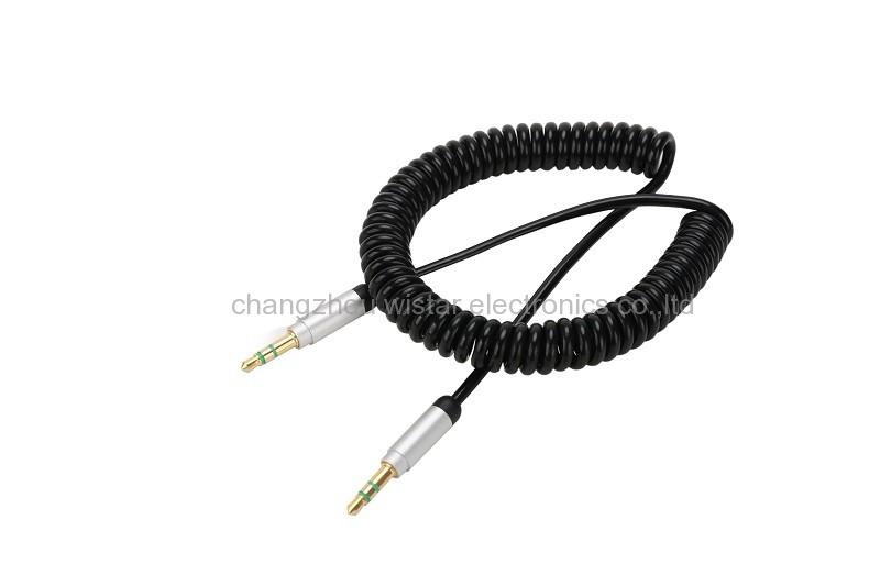 WISTAR AU-506 Coiled AUX Cable 3.5mm Audio Cable Plug Spring Aux Stereo Extension Cord