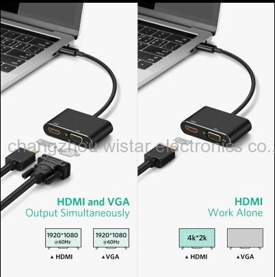 WISTAR TCA-02 USB C to HDMI VGA Adapter