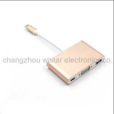 Wistar TCA-04 Type C USB 3.1 Hub USB-C to USB 3.0/ VGA/ Type C HDMI Female Adapter