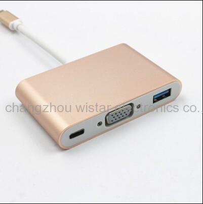 Wistar TCA-04 Type C USB 3.1 Hub USB-C to USB 3.0/ VGA/ Type C HDMI Female Adapter